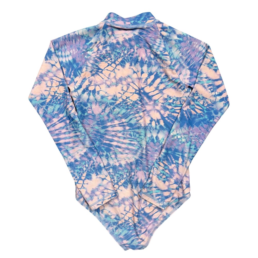 Crewcuts J. Crew Girl's 8 Tie Dye Long Sleeve One Piece Rash Guard UPF 50+ Blue - Picture 4 of 7